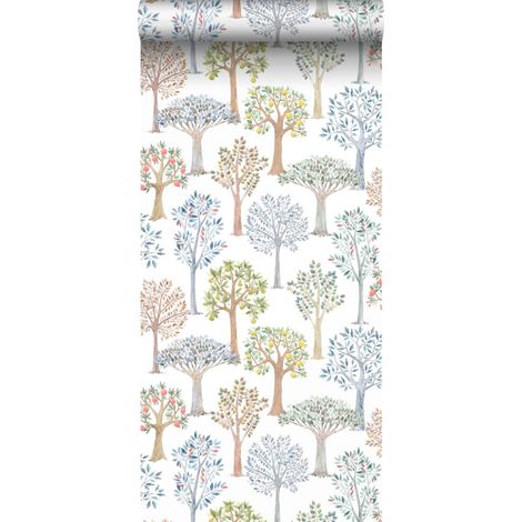 papier peint forêt bleu, marron et blanc - Sanders & Sanders (1/5)