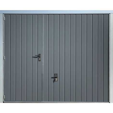 Spadone – Porte de garage basculante grise avec portillon 240 x 200 cm – Panneaux sandwich en acier – Isolation polyuréthane 20 mm