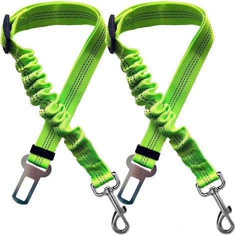 Cintura di sicurezza per auto per cani regolabile in 2 pezzi con imbracatura - Elastico anti-shock - Cintura di sicurezza per animali domestici (gatti) - Accessori da viaggio - Verde (1/2)