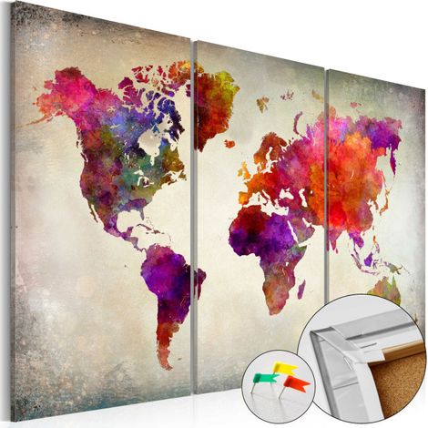 Tableau en Liège "Carte du Monde - Mosaic of Colours" 40 x 60 cm (1/2)
