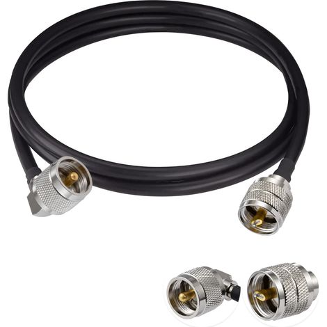 1 Câble Coaxial RG58 Connecteur PL-259 Droit et Angulaire 50 Ohms 1M pour Radio Amateur
