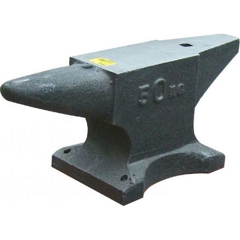 Outifrance – Enclume 2 cornes 50 kg en fonte d'acier – Double alésage et fixation 4 points – Pour travaux de forge et métallurgie