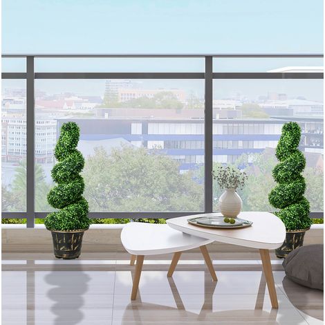Planta artificial de boj, set de 2, 90 cm, sin mantenimiento, acero, verde (1/5)