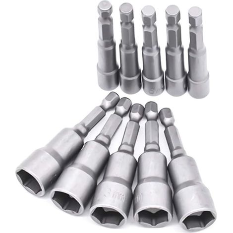 Jeu de 14 aimants à douille hexagonale, clé à douille 6-19 mm, clé à visser pour perceuses (acier au chrome vanadium) [Classe énergétique A] (1/5)