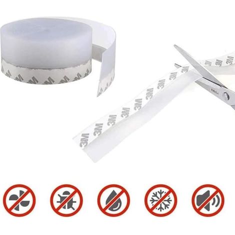 [SC][LCS] Bande d'étanchéité en silicone transparent de 10 m, joint de bas de porte auto-adhésif pour une protection contre l'eau, le vent et la poussière. Largeur : 35 mm (1/4)