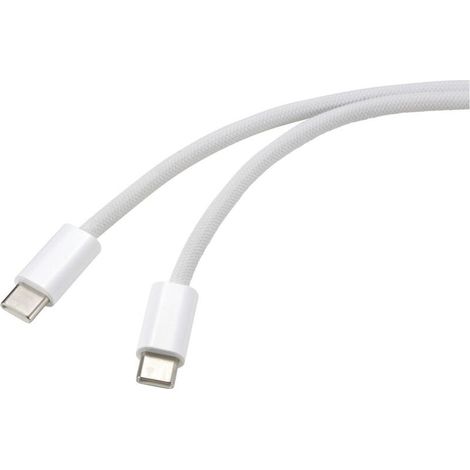 Online Store Câble USB USB-C® mâle, USB-C® mâle 1.00 m blanc torsadé par paire RF-6056882 V561193 (1/4)
