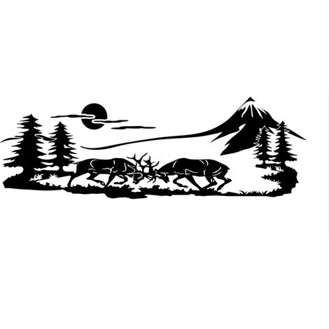 Lot de 2 autocollants graphiques universels en vinyle (arbres, montagnes, forêt) pour carrosserie, vitres, pare-chocs de camping-cars, caravanes, camions (1/5)