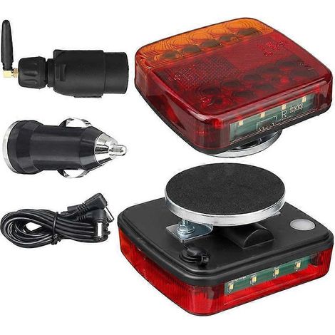 Feu arrière de remorque magnétique sans fil rechargeable, étanche, clignotant et feu stop arrière (1/5)