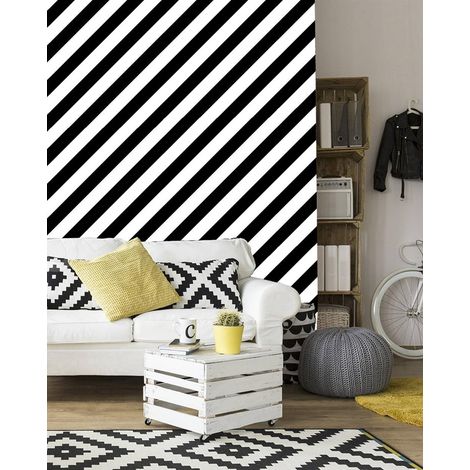 Papier peint en vinyle, lavable, noir et blanc, 0,53 x 10 m (1/3)