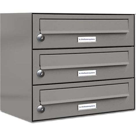 3er Premium Briefkasten RAL Farbe 9007 für Außen Wand Postkasten 1x3 L (1/5)