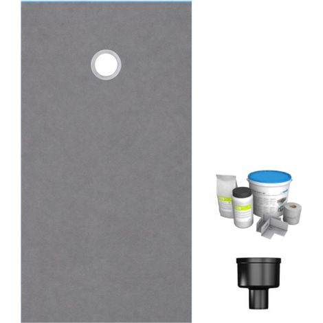 Receveur de douche à carreler 200 x 100 WEDI Fundo Primo rectangle écoulement excentré + bonde verticale + kit d'étanchéité