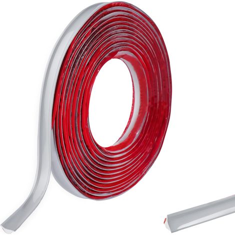 Bande de finition autocollante en PVC de 3 m pour plans de travail de cuisine, coins, carrelage, profilés de finition, joints d'angle - 12 mm x 6 mm - Gris (1/5)