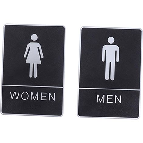 Lot De 2 Panneaux Toilettes Adhésifs En Abs Solide, Pictogrammes Hommes Et Femmes Blancs, Signalisation Wc Pour Portes, Usage Hôtel, Bureau Et Lieux Publics (1/5)