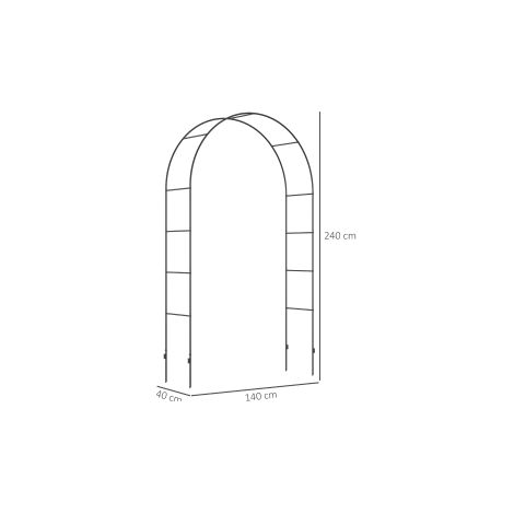 Arche de jardin noire en métal 140x40x240 cm avec portail décoratif et support pour plantes grimpantes pour jardin et terrasse (1/5)