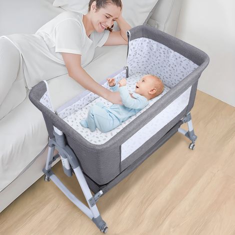 Baby-Beistellbett – höhenverstellbar mit abnehmbarem Moskitonetz 95 x 57 x 102 cm (grau) (1/5)