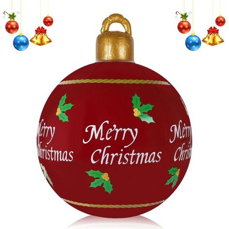 60 cm riesige aufblasbare Weihnachtskugel für drinnen und draußen – PVC-Weihnachtsdekoration für Haus, Hof, Rasen, Garten (1/4)
