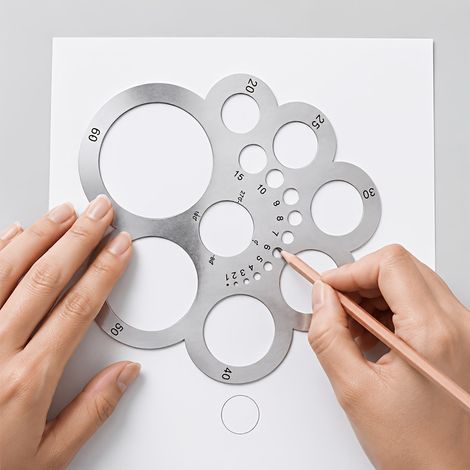 Sollbry Règle ronde multi-tailles en acier inoxydable avec échelle,Pochoirs en métal pour dessin de cercle et règles d'angle pour la couture du cuir (1/5)