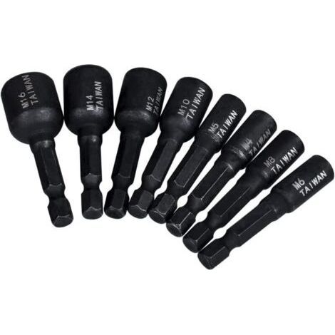Lot de 8 Adaptateurs de Taraud à 1/4\" Tige Hexagonale - Outils de Taraudage pour Perceuse, Vis et Filetage Métallique (1/5)