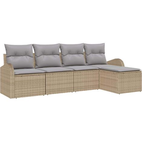 Maison Exclusive - Gartensofa-set 5 pcs Beige Poly-Rattan