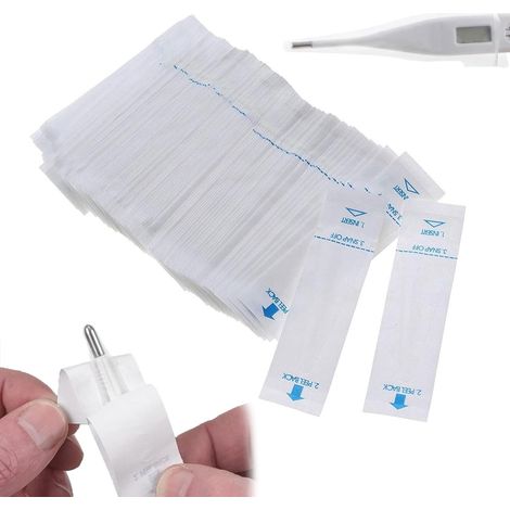 100 fundas para termómetro, fundas protectoras desechables para termómetro, cubiertas para sondas, fundas higiénicas, termómetro de oído, cubiertas para sondas de termómetro digital, tapa protectora m (1/5)