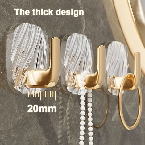 [Patères adhésives] + [Exquisite] + [Deluxe] + [Accroches sans perforation 4Pcs acrylique transparent et doré] (1/4)