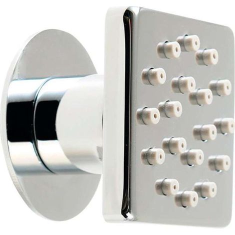 Pomme de douche murale orientable, carrée, chromée (1/3)