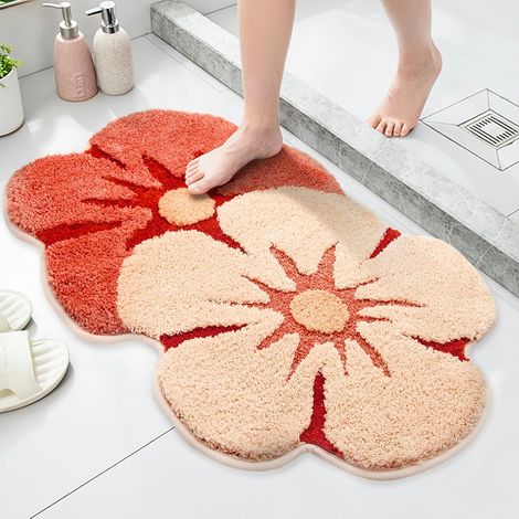 Bonita alfombrilla de baño floral, hecha de microfibra suave y gruesa, absorbente, de secado rápido y antideslizante, 50 x 80 cm. (1/5)