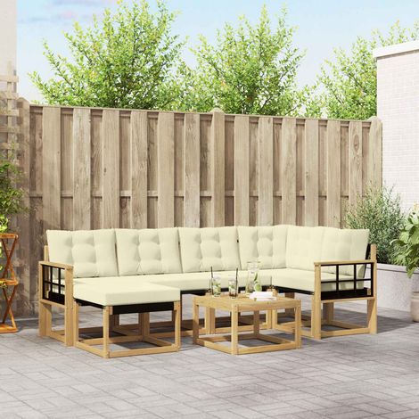 vidaXL Outdoor-Sofagarnitur mit Kissen 7 pcs Weiß und Creme (1/5)