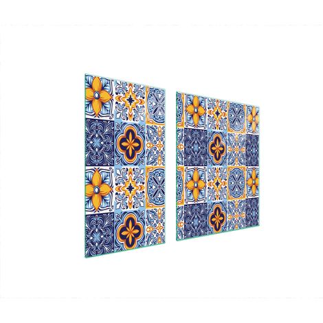 PLAQUE DE PROTECTION EN VERRE POUR POÊLE 90x52 MOSAÏQUE (1/5)