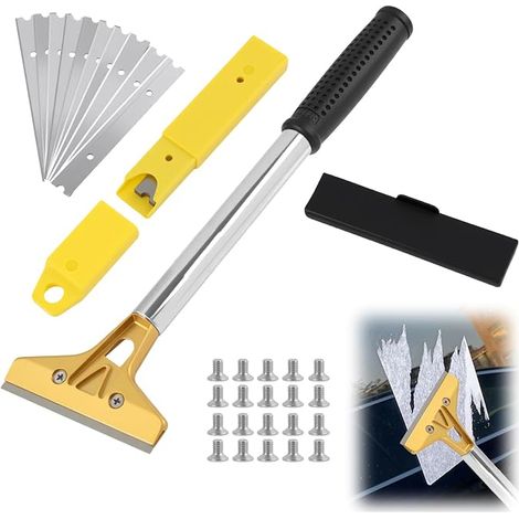 Grattoir Vitre Avec 10 Lames,Grattoir Peinture De Rechange,Grattoir Plaque Vitrocéramique,Grattoir Plancha Pour Papier Peint,Grattoir Peinture Et Adhésifs Avec Lame En Acier,Pour Carrelage (1/5)