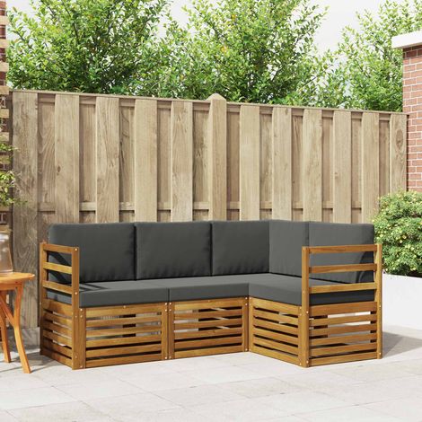 vidaXL  Outdoor Sofa Set  4 pcs Natural and Anthracite Solid Acacia Wood (1/5)