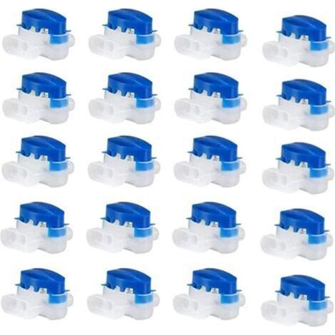 20 Pcs connecteur de câble étanche 3 trous connecteurs de fils électriques sertis connecteur de tondeuse à gazon rempli de gel avec, 314 Connecteurs de Câble Parfait pour Jardin et Extérieur (bleu) (1/4)