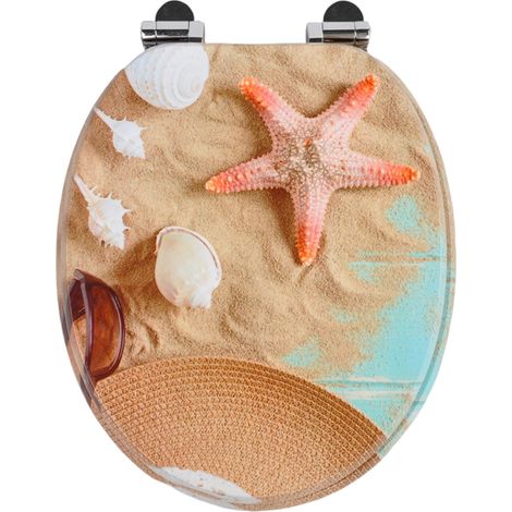 Abattant de toilette en MDF avec fermeture amortie, décor plage estivale (1/5)