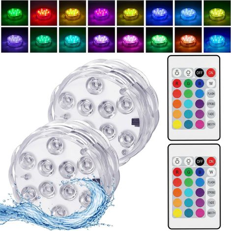 Lumières LED Submersibles avec Télécommande Lampe Piscine Étanche Multicolore à Piles Spot LED Aquarium pour Spa Baignoire Jacuzzi Vase Décoration de Fête et Jardin (1/5)