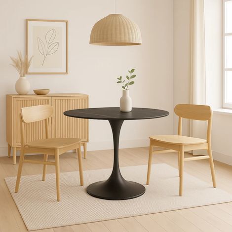Circe, Tavolo fisso con top in Ceramica Marmo nero (100cm X 100cm H. 76cm) Duzzle (1/5)