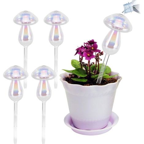 Lot de 4 globes d'arrosage automatique en plastique pour plantes d'intérieur et d'extérieur (transparent) (1/5)