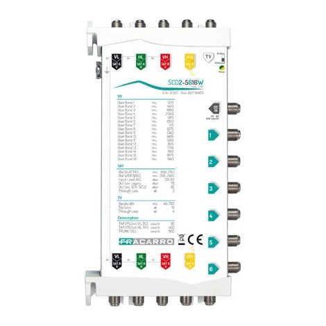 Multiswitch a 5 ingressi e 6 uscite legacy SCR O SCD2 SCD2-5616W Fracarro (1/2)
