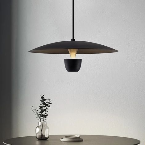 Lampadario a sospensione moderno in ferro nero da soffitto con lampada luce calda a led integrato 11 watt (1/4)