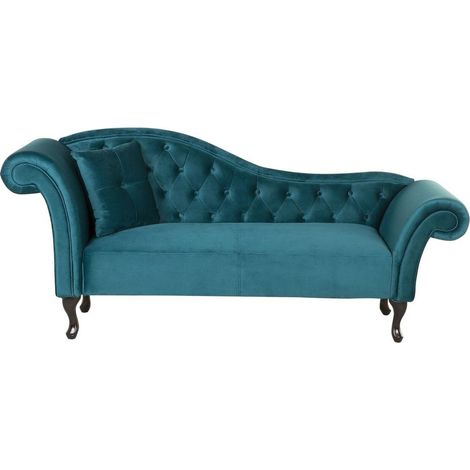 Left-Hand Chaise Lounge LATTES Velvet Teal