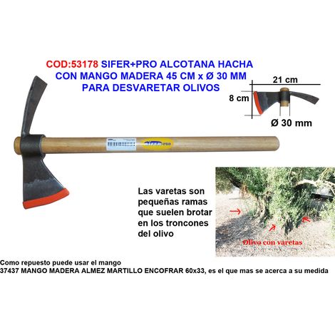 ASCIA SIFER PRO ALCOTANA MANICO LEGNO 45CM TAGLIARE OLIVO