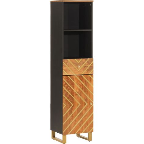 Mobile da Bagno Marrone e Nero 38x33,5x160 cm in Legno di Mango vidaXL (1/5)