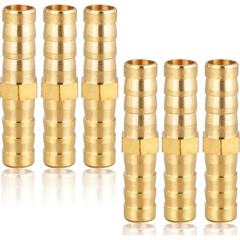 Raccord de Tuyau en Laiton 8mm (5/16") - 6 Pièces - Raccord Droit à Barbes, Douille, Fileté - Connecteurs Pour Tuyauterie