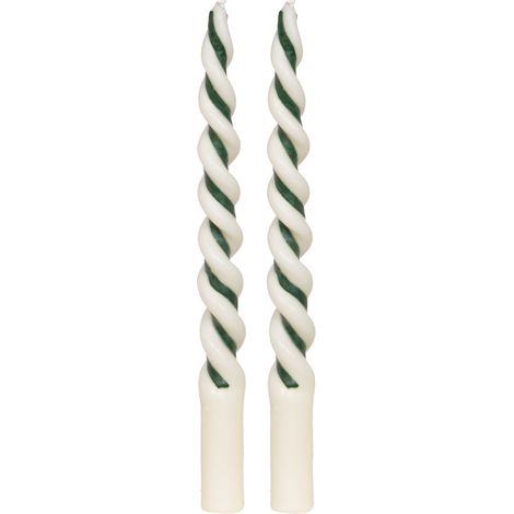 Amadeus - Coffret 2 chandelles twist vert en cire H29,5 cm (1/2)