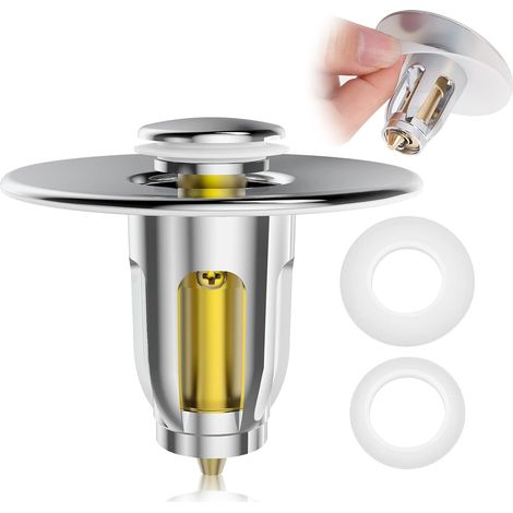 Bouchon de vidange pour évier avec filtre à pression et panier filtrant, diamètre 1,02" à 1,96".