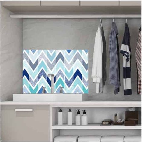 Crédence cuisine adhésive autocollante CHEVRON BLEU - 90 x 70 cm – Idéal fond de hotte (1/3)