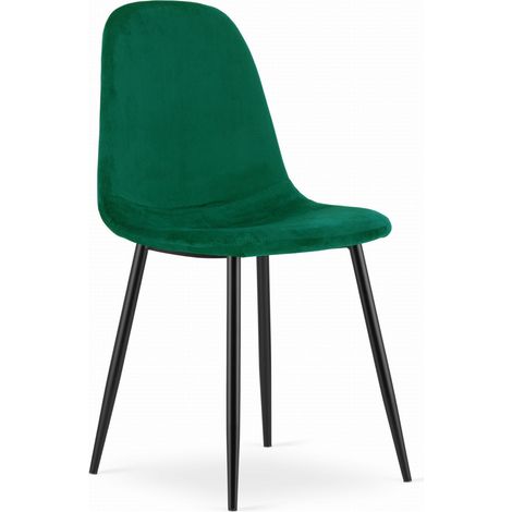 Sedia Como in velluto verde bosco con gambe nere (1/5)