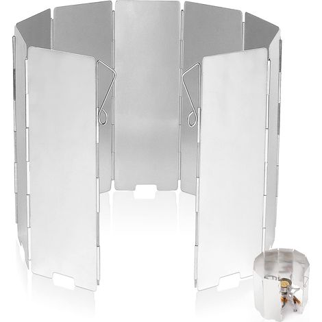 Pare-vent pliable à 9 plaques pour réchaud de camping, idéal pour les réchauds au butane et à l'alcool. Léger et résistant à la chaleur. (1/5)