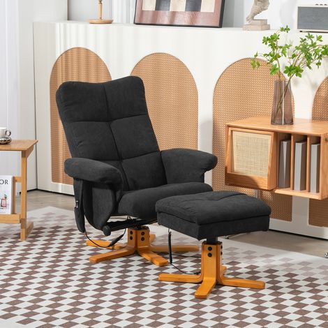 Poltrona massaggiante con funzione reclinabile e poggiapiedi, inclinazione fino a 145°, in poliestere, 80 x 86 x 99 cm, nera (1/5)