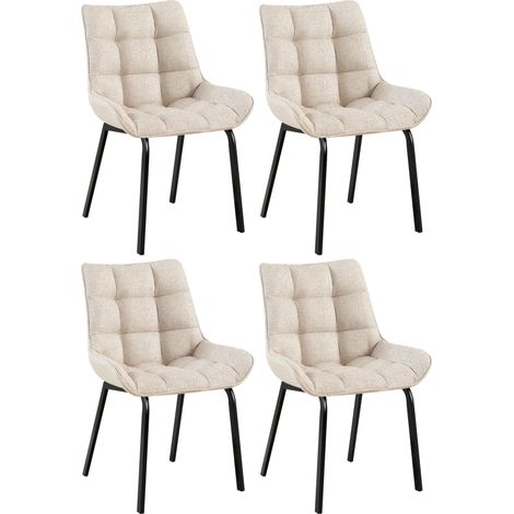 Set da 4 sedie da pranzo Saranda in tessuto avorio nero