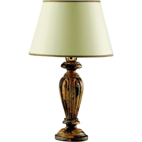Lumetto In Legno Classico Verde Etrusco Oro Con Paralume 1 Luce Piccione